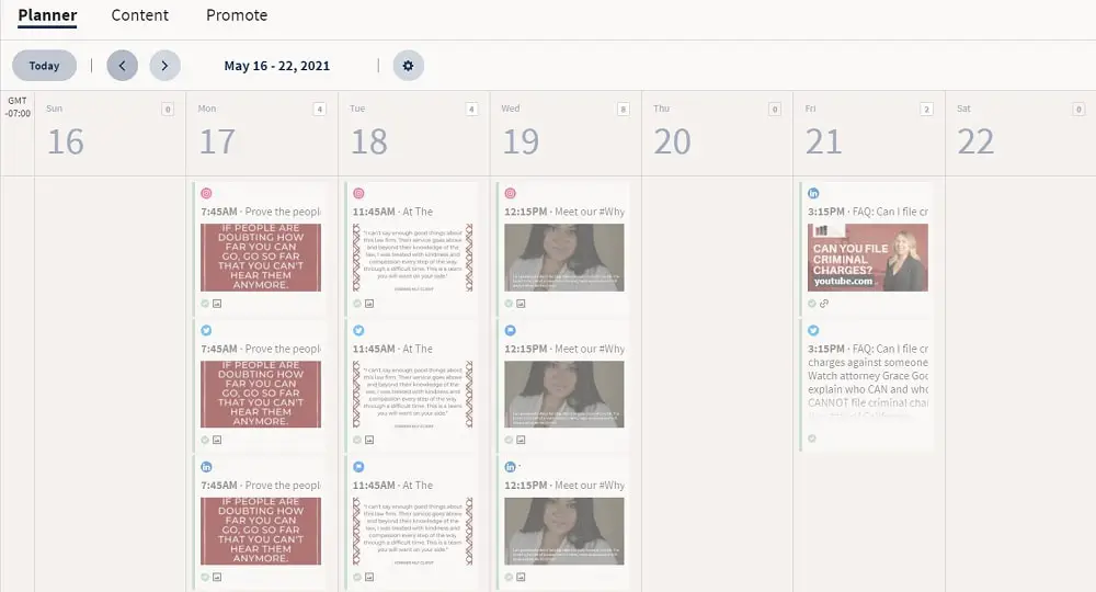 Social media planning on Hootsuite