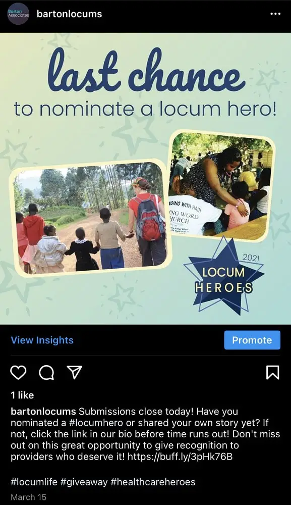 A marketing campaign for #locumhero